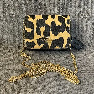 Coach Mini Wallet On A Chain With Leopard Print - NWOT